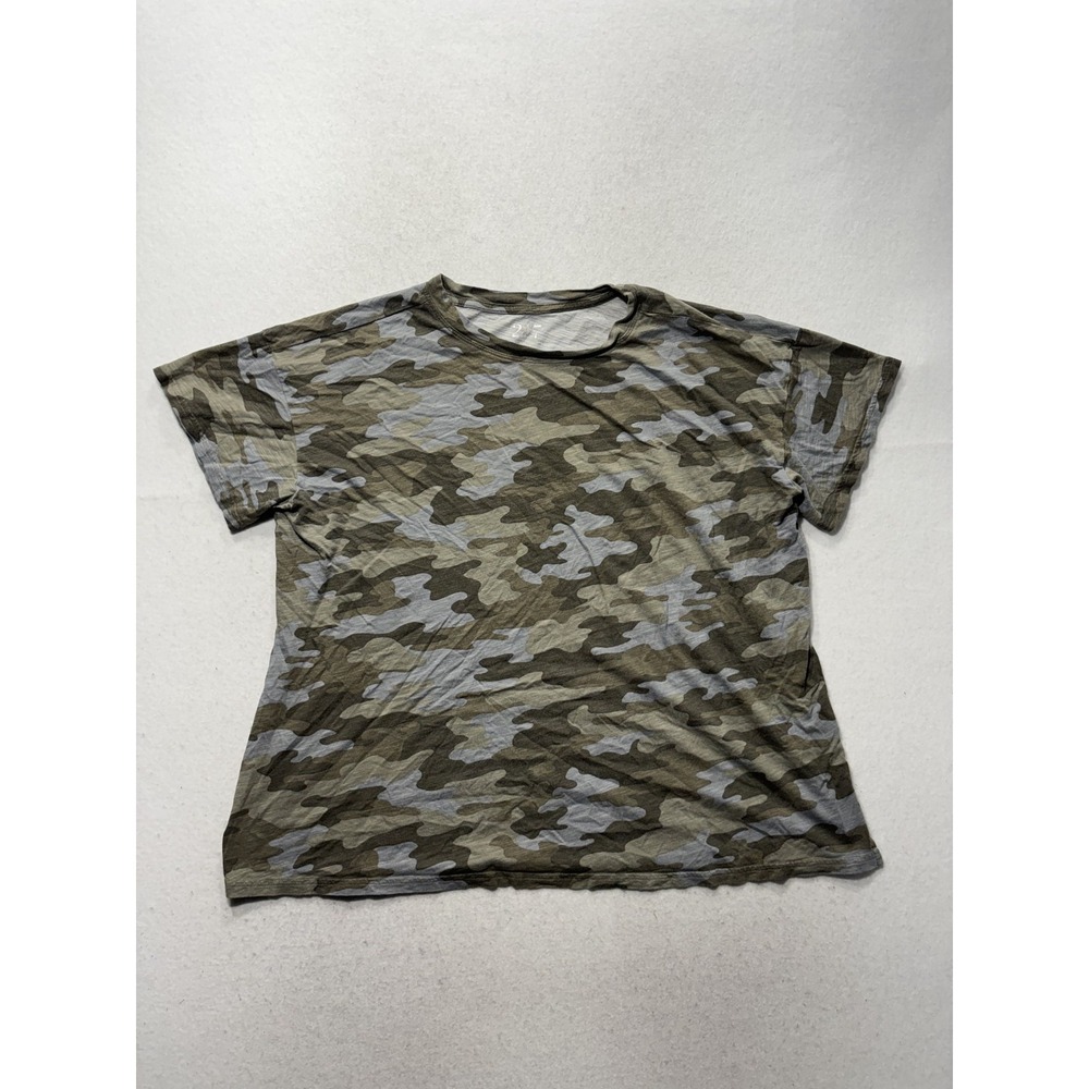 Maurices 24/7 Shirt Womens 1X Plus Green Camo Crew Neck Short Sleeve Tee Casual
